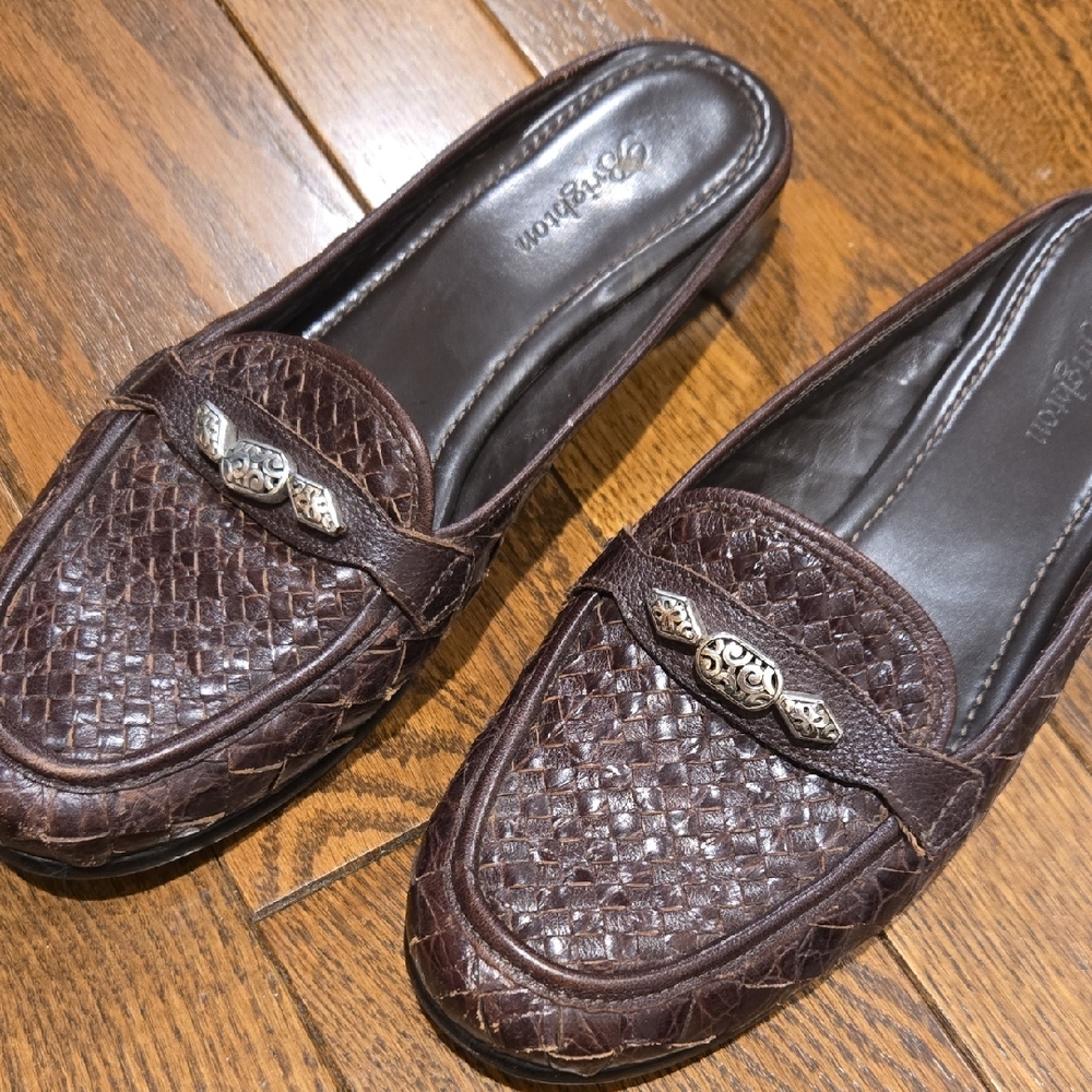 Brighton Brown Woven Flats with Silver Detail